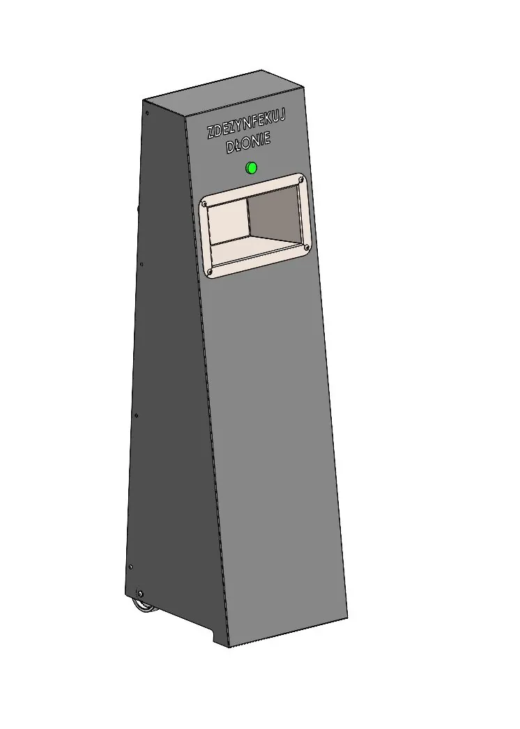 Render stojaka do dezynfekcji dłoni opryskiem izopropanolu