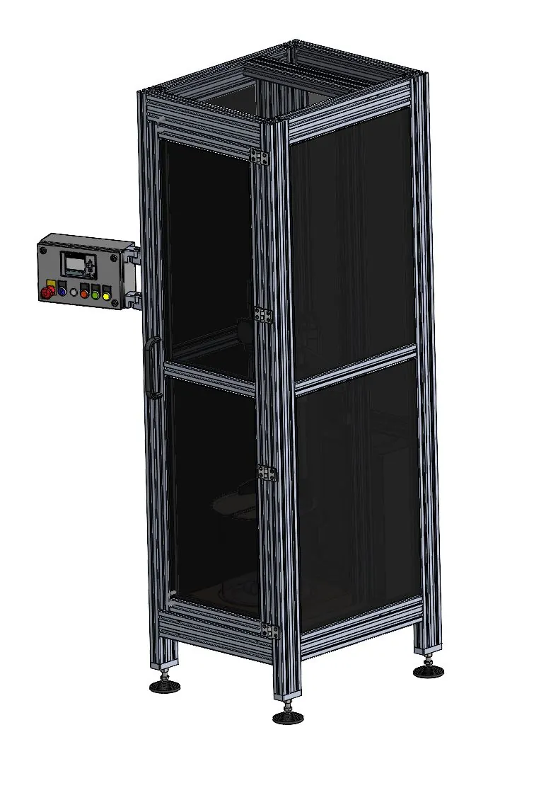 Render półautomatycznego mieszalnika w obudowie z profili