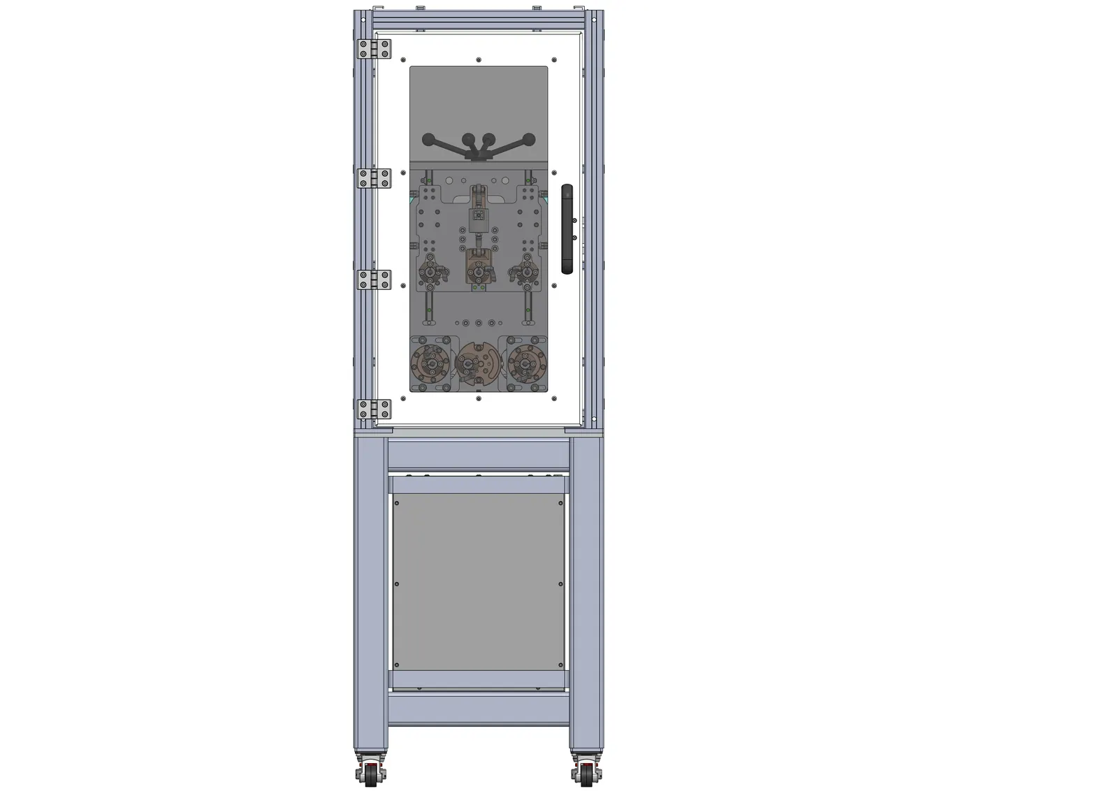Render testera amortyzatorów w obudowie z profili aluminiowych